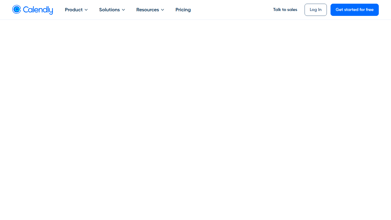 Calendly.com homepage, an online appointment scheduling software that helps remote workers streamline meeting bookings and reduce email exchanges.
