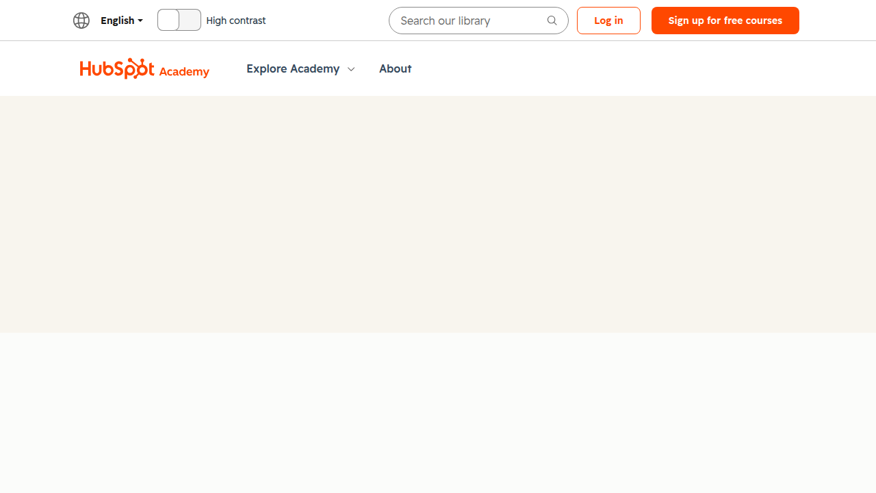The HubSpot Academy homepage, offering free sales training courses valuable for aspiring appointment setters.