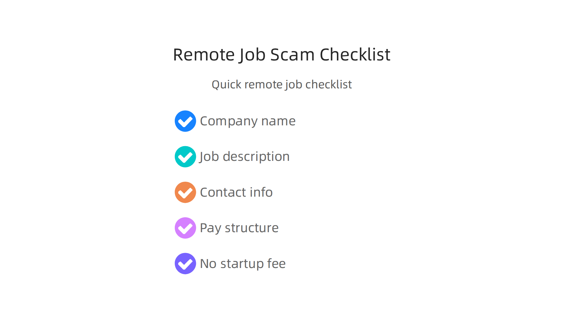Use this quick checklist to evaluate remote job postings and identify potential scams before you apply, ensuring your job search remains secure.