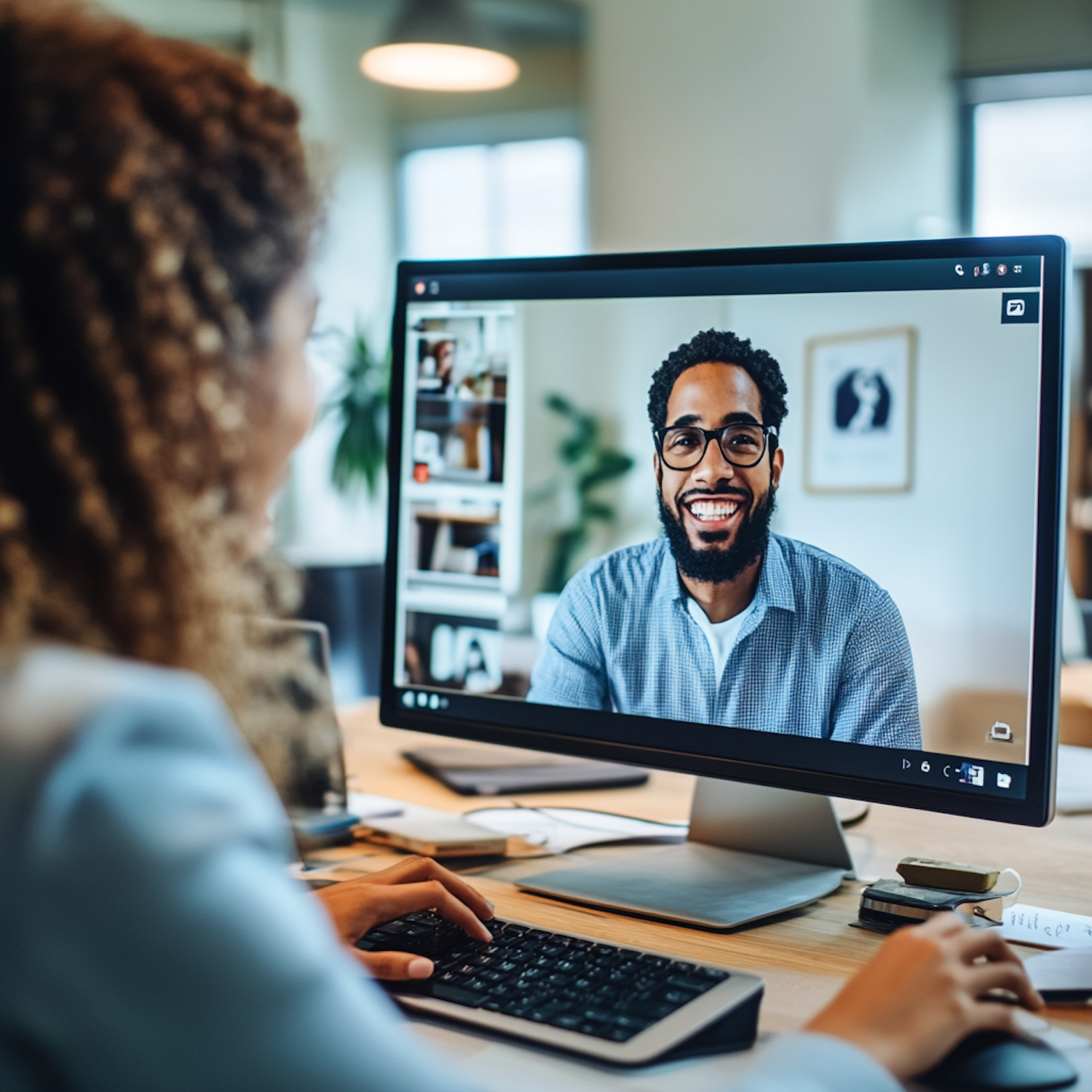 An appointment setter using a messaging app to connect with potential clients on their phone, highlighting the ease and speed of digital communication.